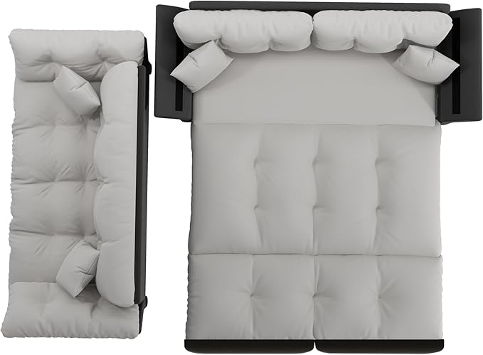 74.8‘’ Velvet Queen Pull Out Sofa Bed with 2 Pillows 3-in-1 Convertible Loveseat Sleeper Sofa Couch with Armrest Space Saving for Living Room Apartment Gray