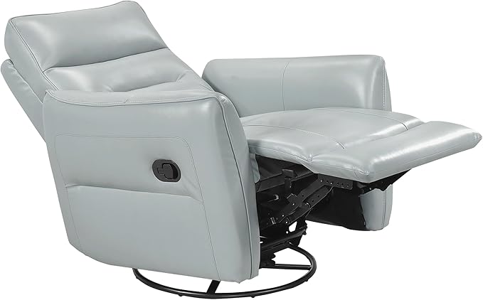Lexicon Swivel Glider Reclining Chair Top Grain Leather Match Manual Recliner Comfy Nursery Glider Recliner Swivel Reclining Chair for Living Room/Office/Bedroom/Apartment Aqua