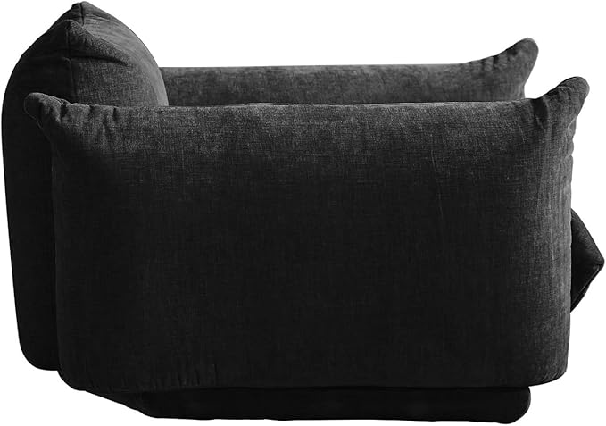 JACH Mid-Century Modern Comfy Sofa Couch with Thick Cushion Chenille Single Accent Chair Deep Seat Couches 50 Plush Sofas Furniture for Small Spaces Living Room Bedroom Office Apartment Black