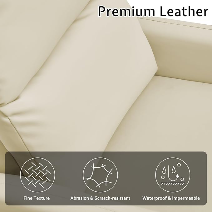 Jocisland Swivel Glider Rocking Recliner Chair for Adults Nursery Rocker Reclining Comfy Upholstered Single Sofa Armchair for Living Room Bedroom Nursing Leather Cream
