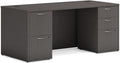 HON MOD Executive Office Desk with Drawers Modern Computer Desk with Double Pedestals Home Office 66 W Slate Teak