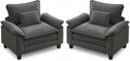 URRED Cloud Couch Accent Chair with Ottoman Oversized Velvet Armchair with Deep Wide Seat and Upholstered Armrests – Modern Lounge Chair for Bedroom or Living Room (Dark Gray 2 Chairs)