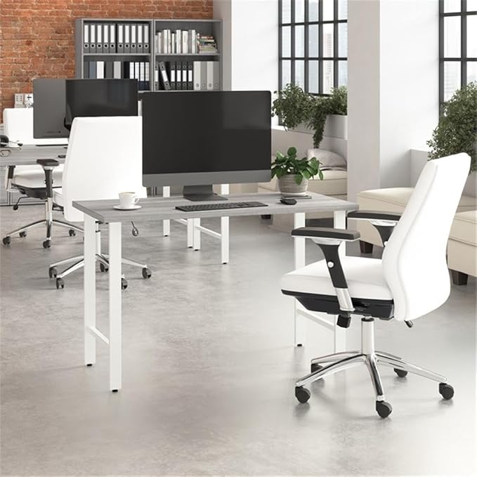Bush Business Furniture Hustle Tall 5 Shelf Bookcase in White Large Freestanding Bookshelf for Home Office and Professional Workspace
