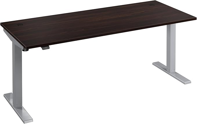 Bush Business Furniture 72-inch Electric Height Adjustable Standing Desk Ergonomic Sit-Stand Computer Table for Home and Professional Office Move 40 Series Black Walnut with Metallic Gray Base