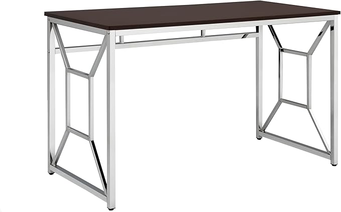 Office Workspace Desk MDF/Chrome in Brown