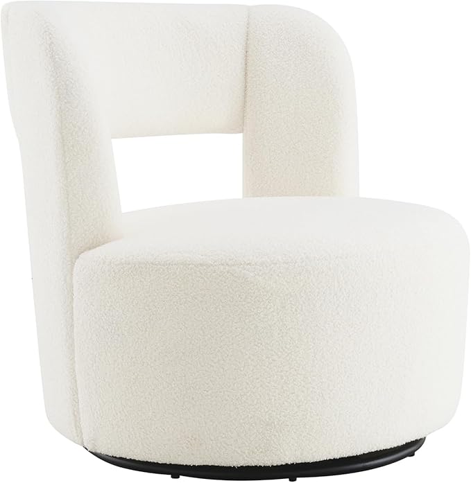 Swivel Barrel Chair with Plush Teddy Fabric: Comfy Round Accent Chair for Living Room Bedroom &amp More