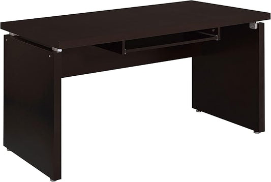 Stonecroft Furniture Contemporary Computer Desk 55 in Wide MDF/Melamine Paper Cappuccino Finish 1 Drawer Reversible L-Shape Option Floating Surface Design Office Desk for Home or Workspace Use