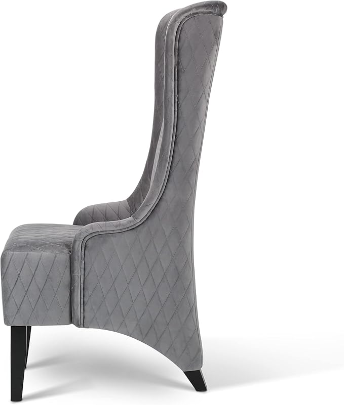 HomVent 1PCS Chair with Super High Wing-Back Velvet/PU Leather Upholstered Armless Throne Chair with Diamond Lattice Design Retro Elegant Side Chair for Living RoomKitchen