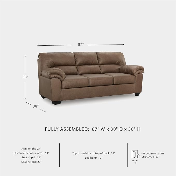 Signature Design by Ashley Walker Point Contemporary Sofa with Removable Cushion Light Brown