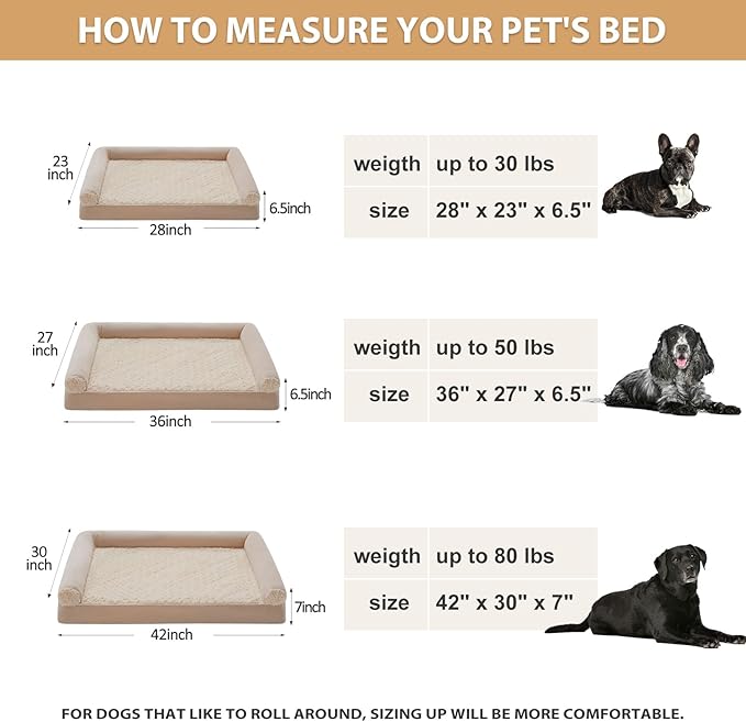 BFPETHOME Dog Beds for Large Dogs Orthopedic Dog Bed for Medium Large DogsBig Waterproof Couch Pet Bed with Removable Washable Cover