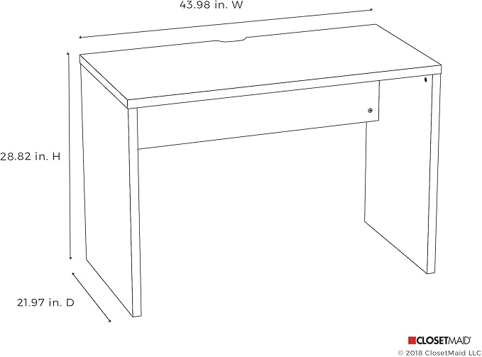ClosetMaid 43.8 in. W Home Office Desk for Computer Laptop Writing Study with Modern Simple Style White Finish 44 W x 22 D