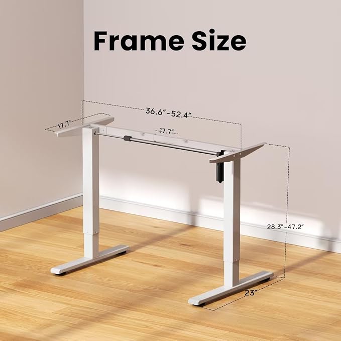 Standing Desk Frame for 37 to 77.5’’ Desktop Electric Height Adjustable Desk Legs 176 lbs Motorized Desk Legs Workstation Frame with Memory Presets White Frame Only