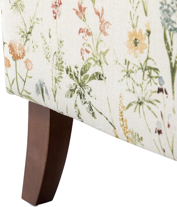 Vintage Floral Accent Chair with Solid Legs &amp Removable Cushion Comfy Upholstered Armchair Leisure Single Sofa Chair for Living Room/Bedroom Spring