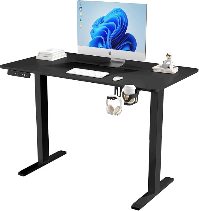 Electric Standing Desk 23.6 x 47.2 Adjustable Height Sit Stand Up Desk with 3 Memory Preset Table Ergonomic Computer Desk for Home Office Workstation Black