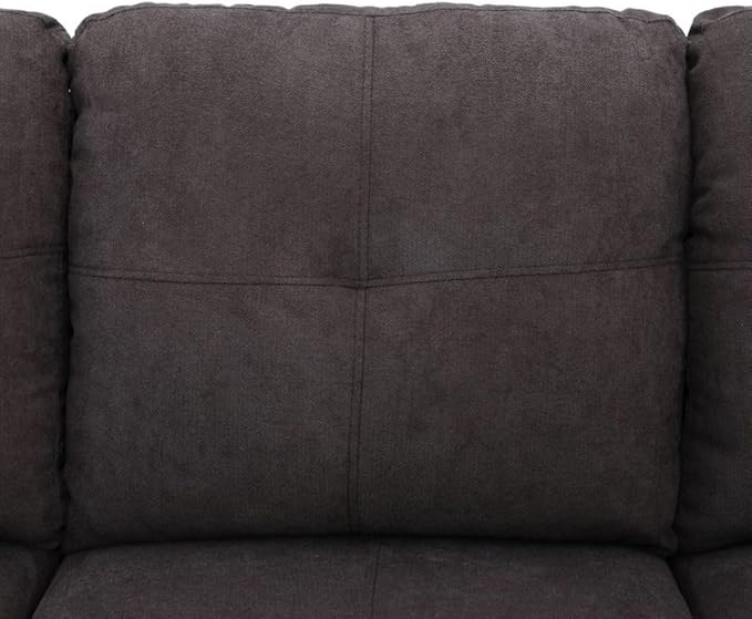 Dark Brown L-Shaped 3-Piece Flannel Sofa with Storage Ottoman Set Sectional Couch Sofa Set for Living Room Office Small Space