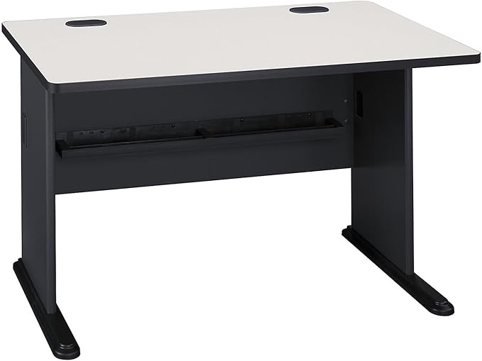 Bush Business Furniture Series A 48W Computer Desk in White Spectrum and Slate Small Office Table for Home or Professional Workspace