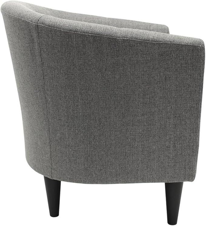 Pemberly Row Traditional Polyester Fabric Club Chair Gray Finish 32 H x 30.5 W x 27.5 D Padded Seat Classic Design Accent Chair for Living Room or Bedroom