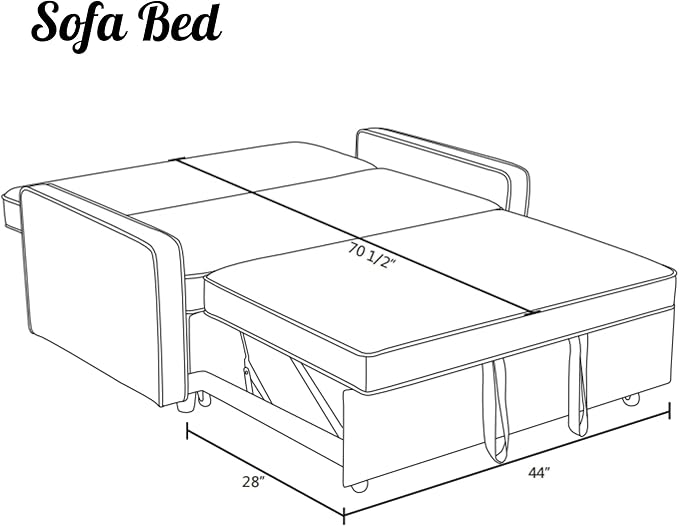 FONTOI 53 Inch Convertible Pull Out Sofa Bed Sleeper Couch with Fluffy Fabric Loveseat with Adjustable Backrest for Living Room Bedroom Apartment Light Grey