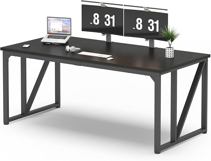 70×30.7 Inch Computer Desk with Deeper &amp Thicker Desktop Executive Office Desk with Metal Frame Gaming Writing Work Desk for Home Office Study Bedroom Work from Home (Black)