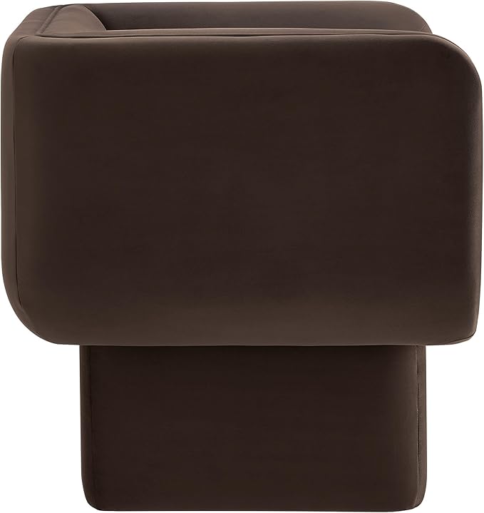 Modway Tate Performance Velvet Accent Chair in Chocolate Brown - Upholstered Club Chair - Modern Barrel Armchair - Comfy Reading Leisure Chair for Living Room Bedroom Office