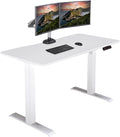 Vari Essential Electric Standing Desk for Home Office – 48x24 Sit-Stand VariDesk 4 Memory Height Presets 2-Piece Laminate Wood Top Sturdy T-Style Legs Supports 150 Lbs + Easy Assembly (White)