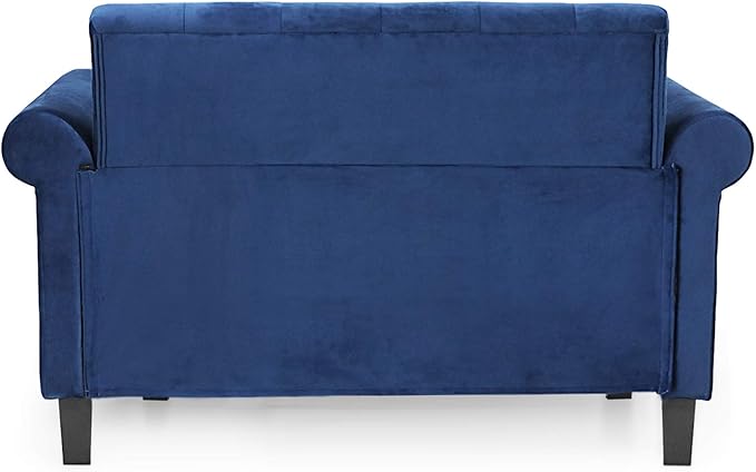 Furinno Bastia Vintage Modern Chesterfield Button Tufted Loveseat/Sofa Couch for Living Room Navy Velvet