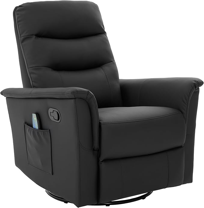 Manual Recliner Chair with Two Adjustable Positions Rocking and Swivel Recliner Rocking Recliner Massage Recliner with 8-Point Massage Function and Adjustable Backrest for Living Room (Black15)