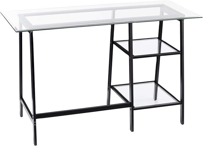 SEI FURNITURE Avery Metal &amp Glass A-Frame Writing Desk Black.