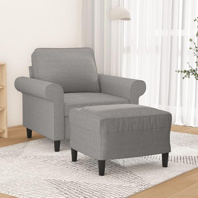 vidaXL Sofa Chair with Footstool Light Grey