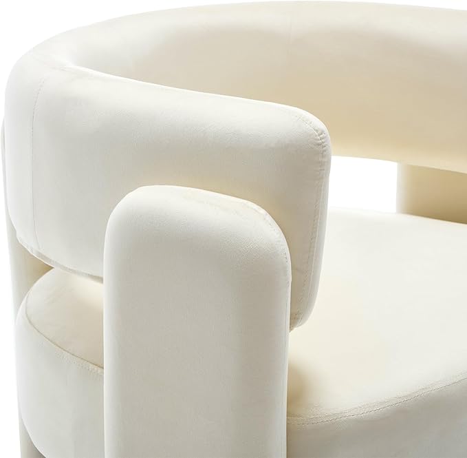 Barrel Accent Chairs Set of 2 Mid Century Modern Upholstered Living Room Chairs with Wooden Legs Comfy Velvet Reading Arm Chair for Bedroom Makeup Room Beige