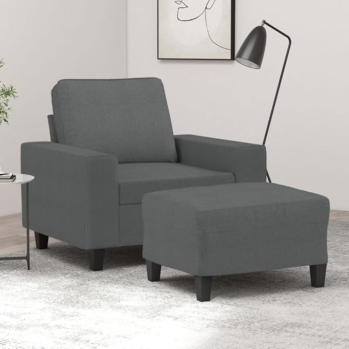 Sofa Chair with Footstool Dark Grey - Living Room Sleeper Sofa Bed - Modern Couch for Room Apartment Office - Convertible Furniture