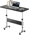 Small Standing Desk Adjustable Height Rolling Computer Desk Portable Laptop Desks with WheelsBlack