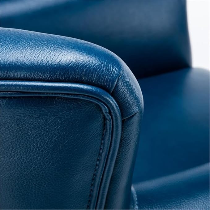 Pemberly Row Navy Blue Faux Leather Club Chair Chrome Nail Head Trim 18.9 in Seat Height Solid Wood Frame No Sag Springs 2.2 Density Foam Cushion Living Room Den or Office Use