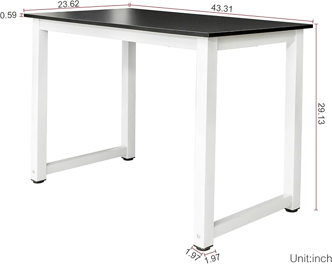 Black Modern Computer Desk 110cm Office Desk Writing Study Wooden Table for Home Office Desk Workstation Office Table Work from Home Desk Computer Table 110 x 60 x 75cm (L x W x H)