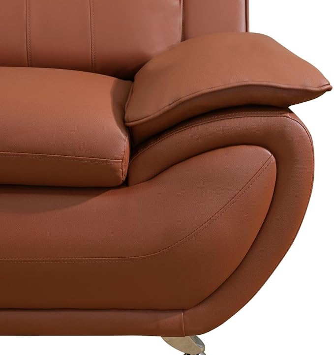 Lounge Comfy Faux Leather Sofa Modern Couch for Small Living Room/Dorm/Bedroom/Office/Apartment for Small Spaces (Orange Single Seat)