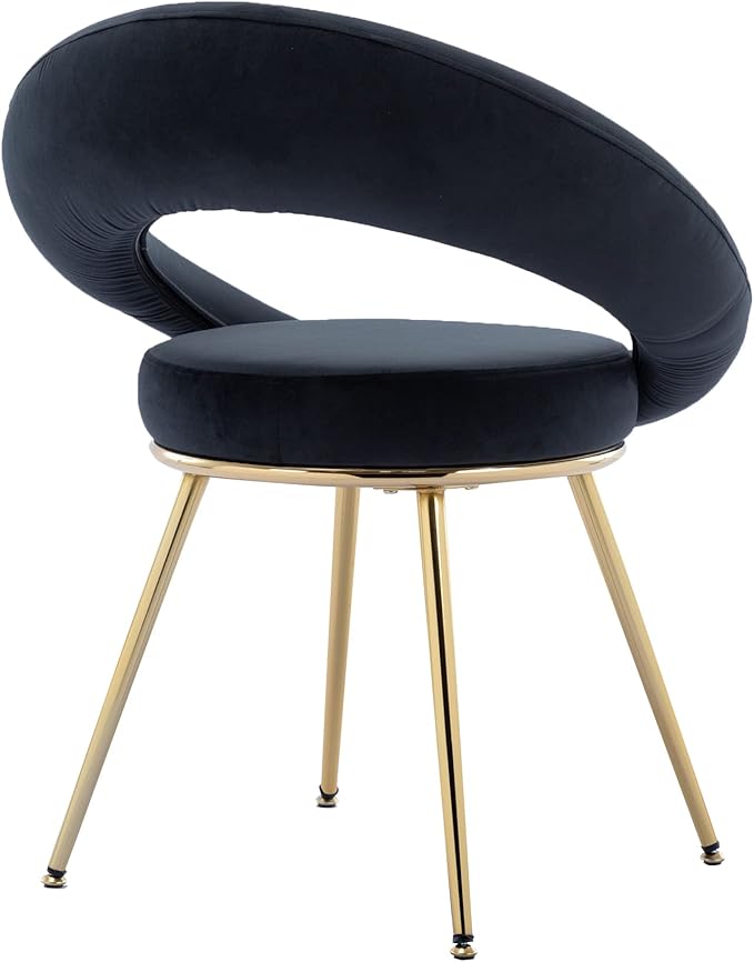 Generic Black Velvet Modern AccentConversation Lounge Chair with Gold Plated Legs Unique AppearanceSuitable for Office Lounge Living RoomSet of 2