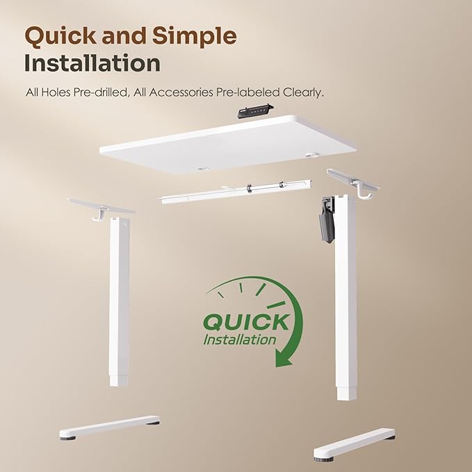 Monomi Small Electric Standing Desk 35 x 24 Whole Piece Height Adjustable with Memory Controller White Sit to Stand Desk Workstation for Home Office