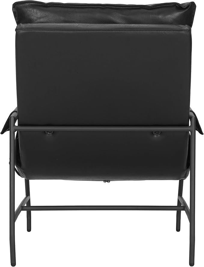 Zuo Halaus Accent Chair Black Black Accent Chair Modern Style Faux Leather Plush and Durable Faux Leather Fabric Plywood Indoor Living 26.6 W x 36.2 D x 37.8 H Non-Stackable