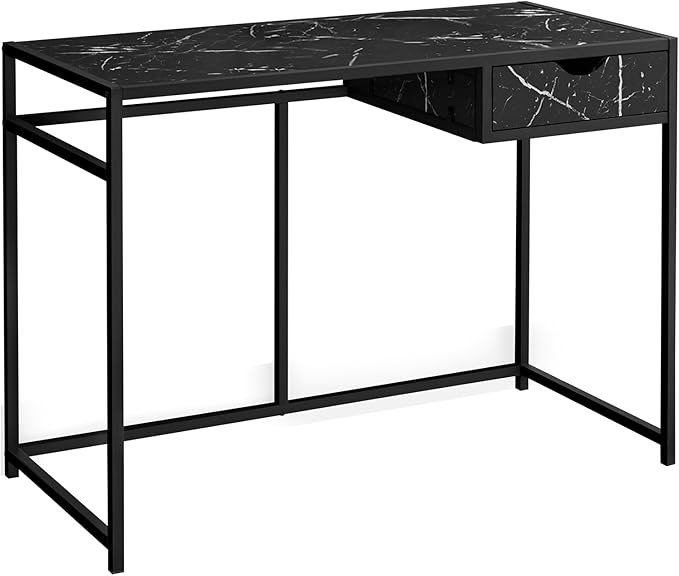 Monarch Specialties I 7572 Computer Desk Home Office Laptop Storage Drawer 42 L Work Metal Laminate Black Marble Look Contemporary Modern