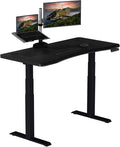 Vari Ergo 54x26 Electric Standing Desk + Height Adjustable Sit-Stand Desk + Curved Waterfall Edge 4 Memory Settings Quick Assembly Cable Management 200 lb Capacity – Black/Black Legs(2 Boxes)