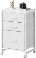 3 Drawer Mobile File Cabinet with Wheels Fabric Vertical Filing Cabinet fits A4 or Letter Size for Home OfficeWhite
