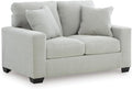Signature Design by Ashley Ammon Casual Anti Sag Loveseat with Loose Seat Cushion and 2 Accent Pillows Light Gray