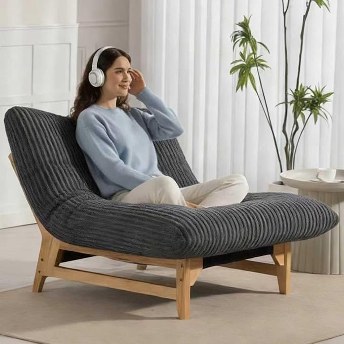 Oversized Cloud Lounge Accent Chair Comfy Reading Chair for Adults | Living Room Bedroom Big|Corduroy | 44 Inch | Giant | Wood Frame (Grey)