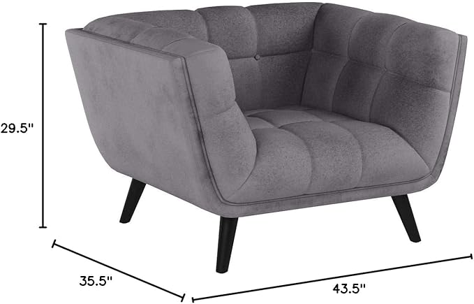 Modway Bestow Mid-Century Performance Velvet Upholstered Tufted Accent Lounge Chair in Gray