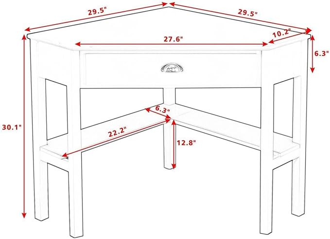 Corner Desk Compact Home Office Corner Desk Organizer90 Degrees Triangle Computer Table Laptop Writing Table for Small Spaces with Storage Shelf and Drawer (Black)