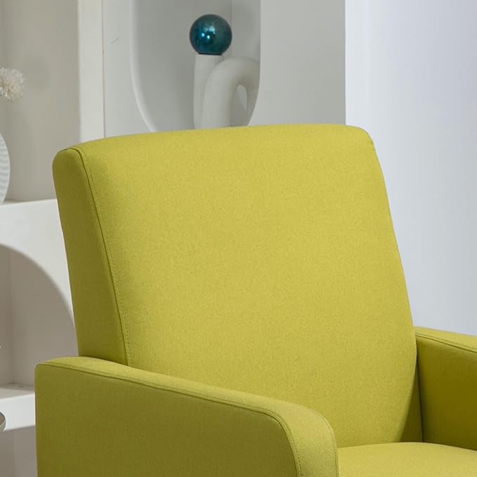 Minimalist Upholstered Armchair with Ergonomic Design Padded Seat &amp Curved Armrest Decorative Comfy Accent Chair Ideal for Living Room Bedroom Office Yellow Green