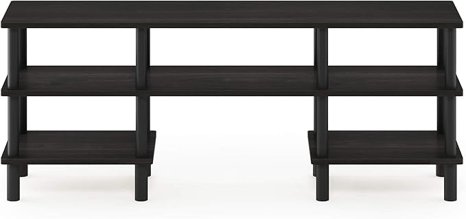 Furinno Turn-N-Tube 3-Tier Multipurpose Wide Shelf TV Stand Espresso/Black