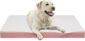 Orthopedic Dog Bed for Extra Large Dogs Jumbo Waterproof Deluxe Plush Dog Crate Bed with Removable Washable Cover &amp Anti-Slip Bottom Egg Crate Foam Pet Bed Mat 47.5 x 29 Inches Pink
