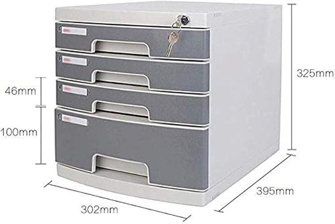 Office Filing Storage File cabinets File Confidentiality Large Storage Space Friendly Material Safety Belt Lock Personal Privacy Drawer Design Plastic (Color:Grey)