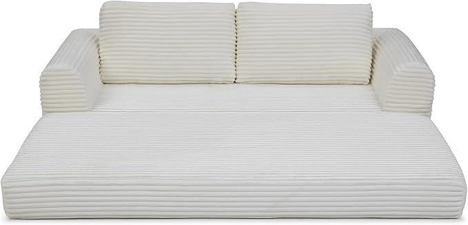 Foldable Boneless Love Seat Couches in a Box Modern Floor Foam Sleeper Sofa Bed 2-in-1 Convertible Cloud Sofa for Home Apartments Bedroom